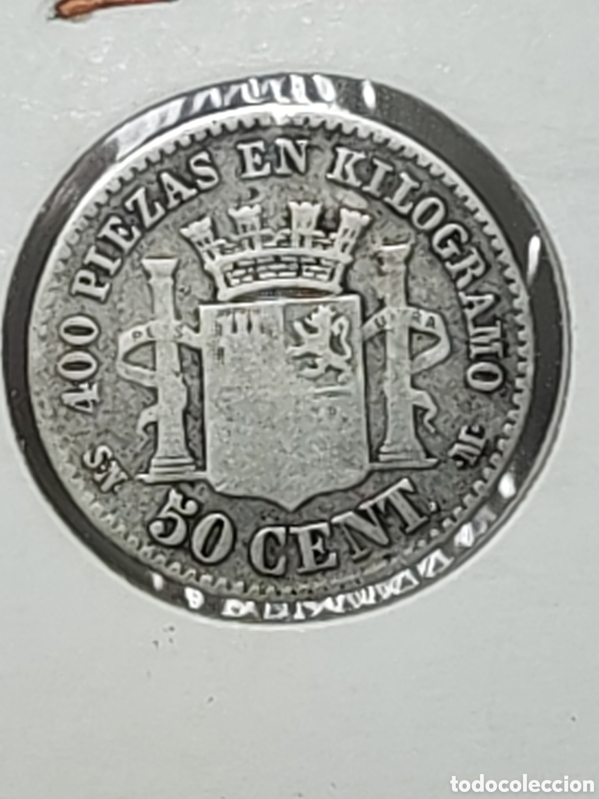 Monedas de Espa&ntilde;a: Espa&ntilde;a. 50 centimos. 1869. Plata - Foto 4