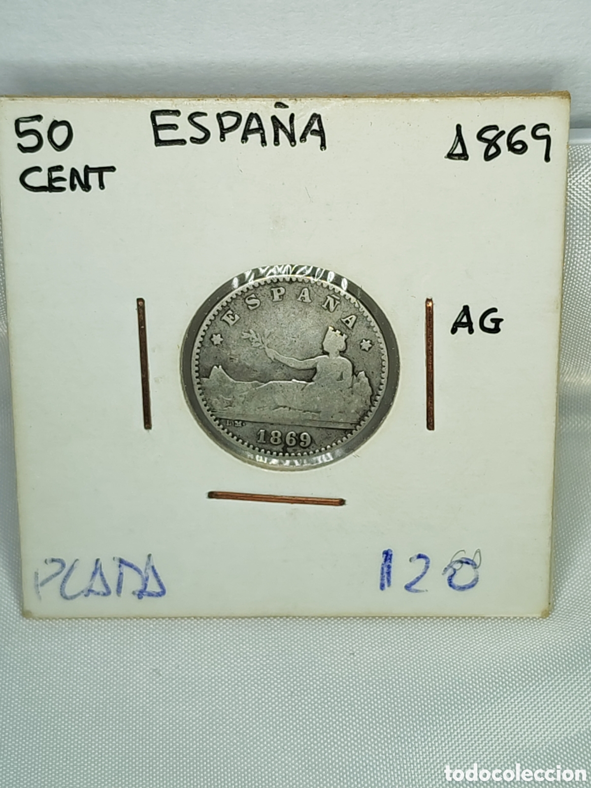 Monedas de Espa&ntilde;a: Espa&ntilde;a. 50 centimos. 1869. Plata - Foto 1