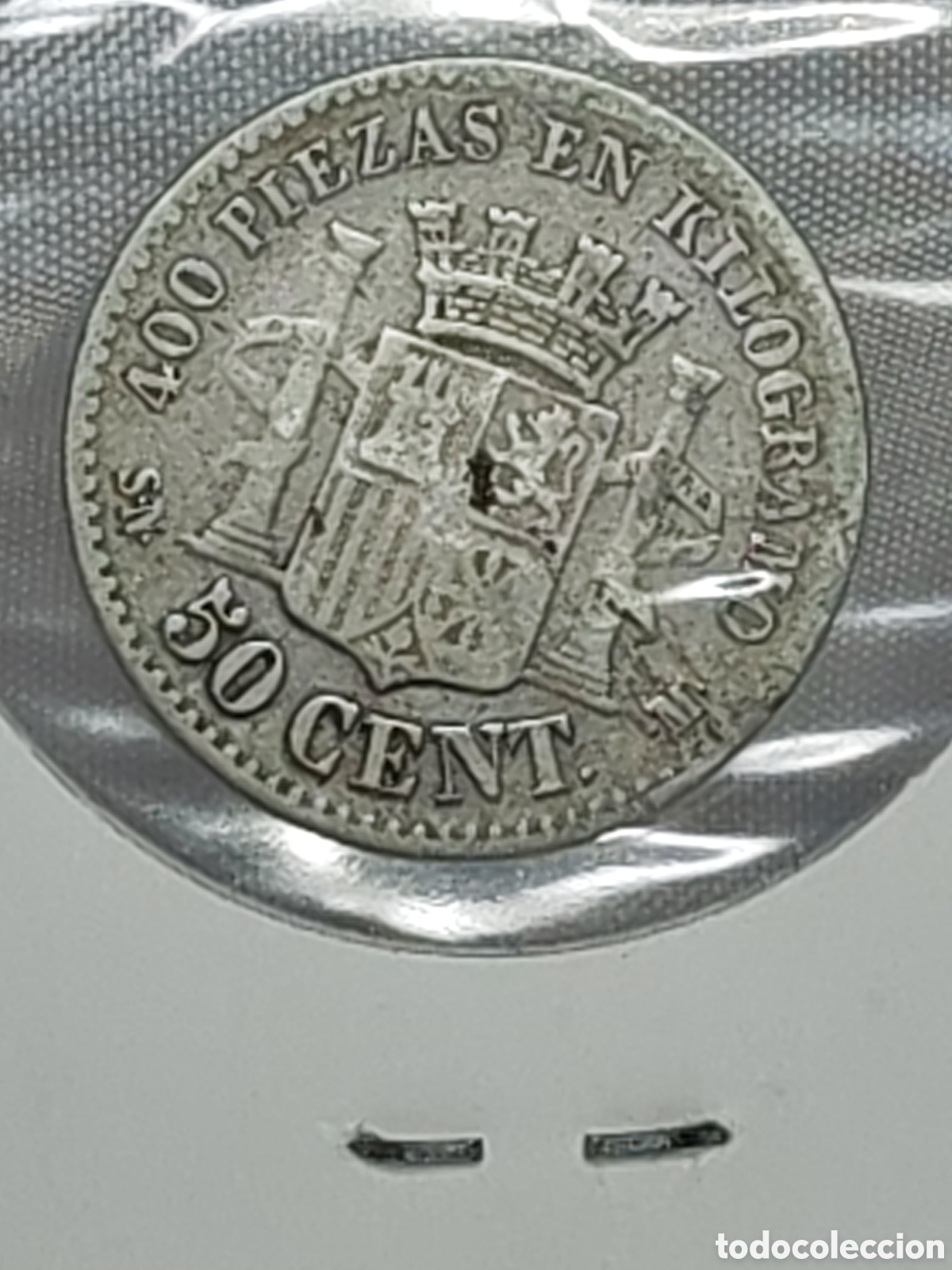 Monedas de Espa&ntilde;a: Espa&ntilde;a. 50 centimos. 1870 SN-M . Plata - Foto 4