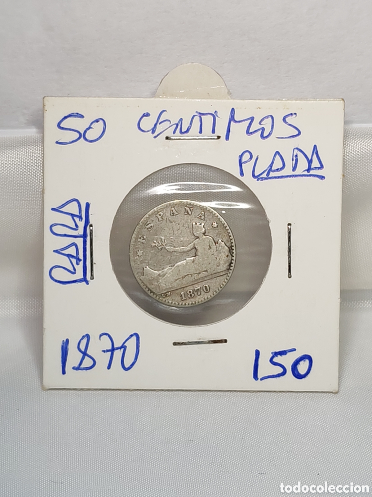 Monedas de Espa&ntilde;a: Espa&ntilde;a. 50 centimos. 1870 SN-M . Plata - Foto 1