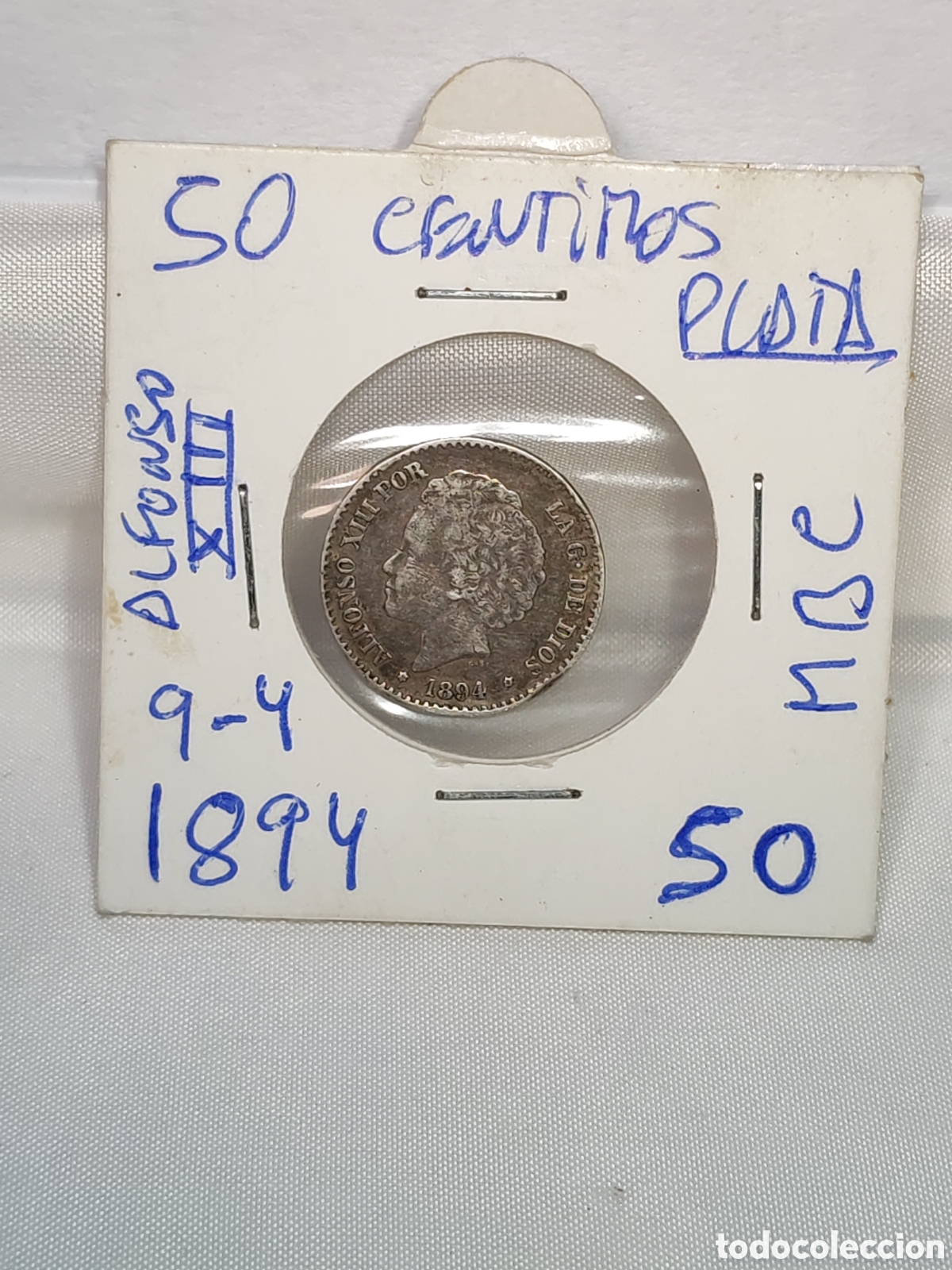 Monedas de Espa&ntilde;a: Espa&ntilde;a. 50 centimos. 1894 *9*4 . PG-V . Alfonso XIII. Plata . MBC+