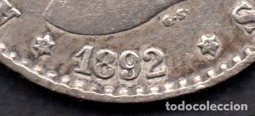 Monedas de Espa&ntilde;a: 50 CENTIMOS 1892 - VARIANTE * 2 - 2 - MUY ESCASA - Foto 1