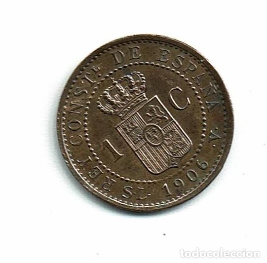 Monedas de Espa&ntilde;a: ALFONSO XIII 1 C&Eacute;NTIMO 1906 ESTRELLA 6 - Foto 2