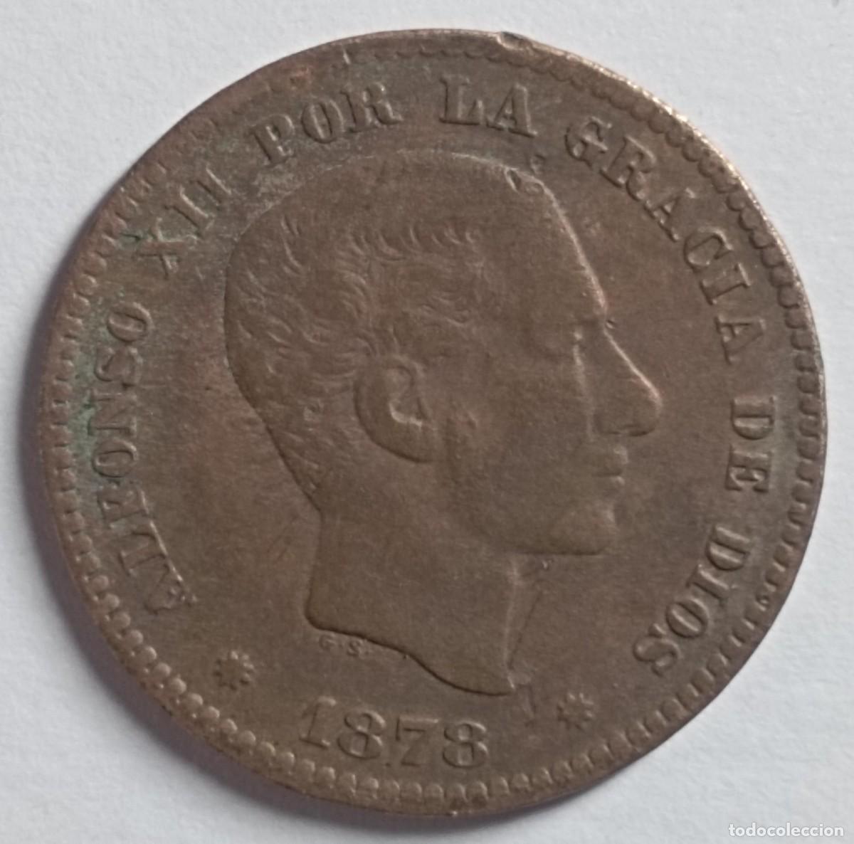 Monedas de Espa&ntilde;a: Moneda de Espa&ntilde;a 5 c&eacute;ntimos Alfonso XII de 1878 - Foto 1