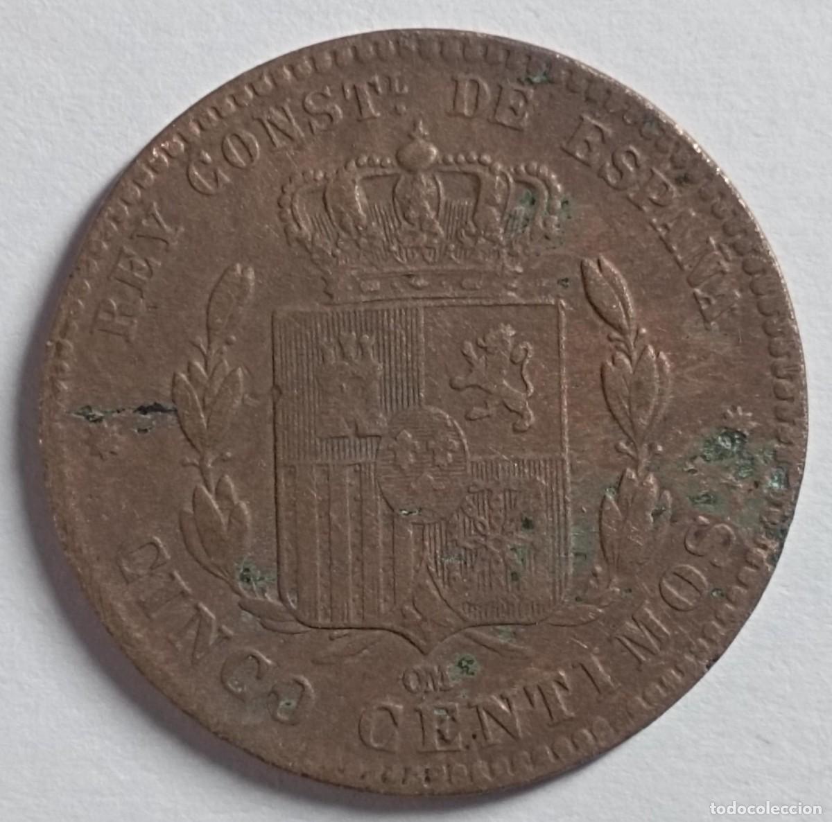 Monedas de Espa&ntilde;a: Moneda de Espa&ntilde;a 5 c&eacute;ntimos Alfonso XII de 1878 - Foto 2