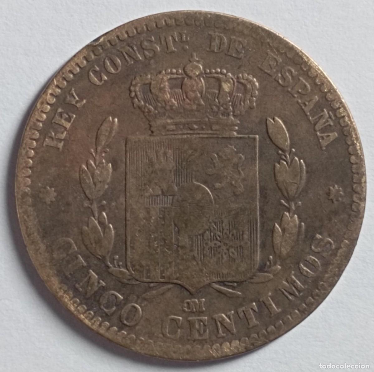 Monedas de Espa&ntilde;a: Moneda de Espa&ntilde;a 5 c&eacute;ntimos Alfonso XII de 1879 - Foto 2