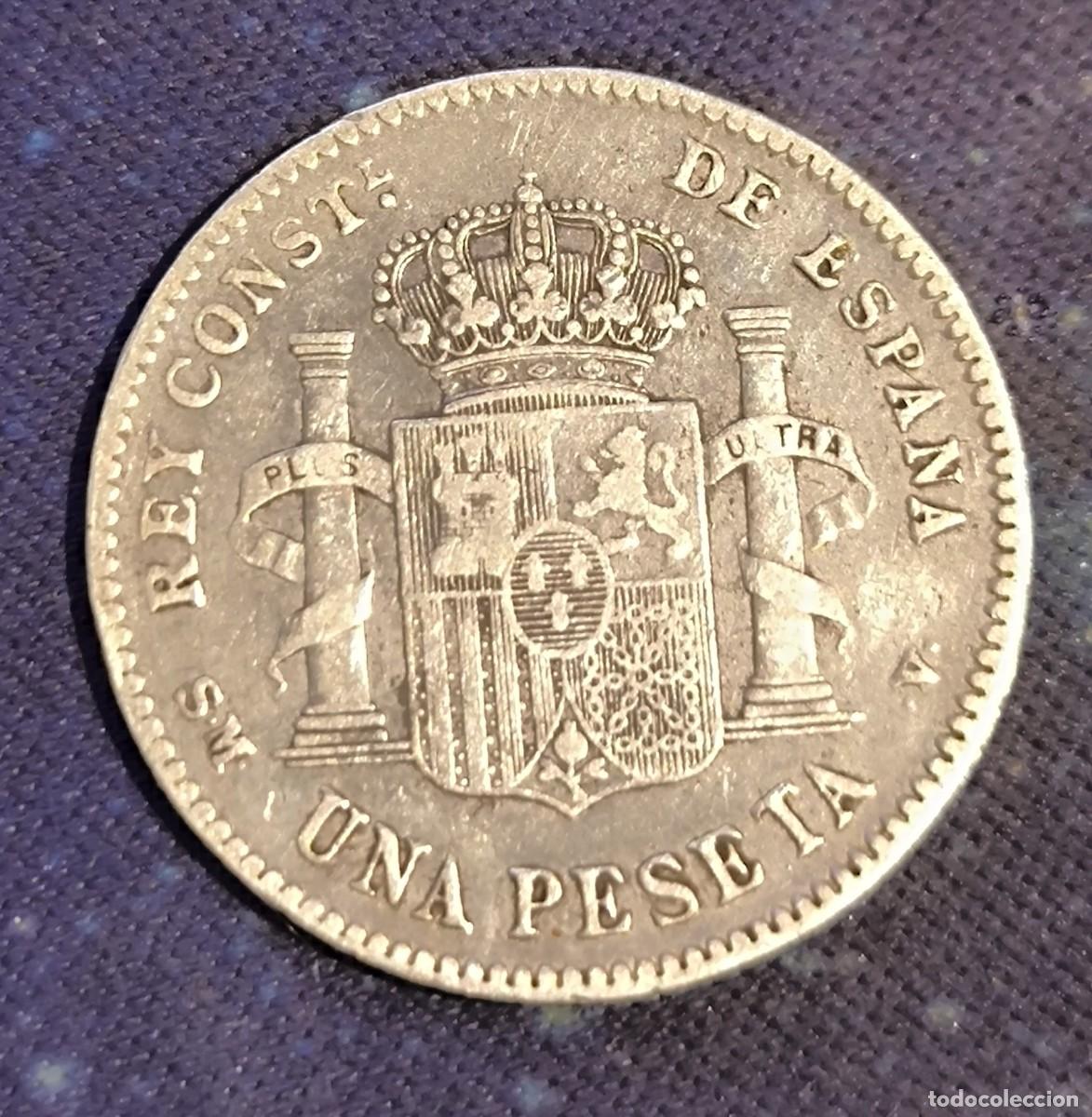 Monedas de Espa&ntilde;a: Moneda 1 peseta Alfonso XIII - Foto 2