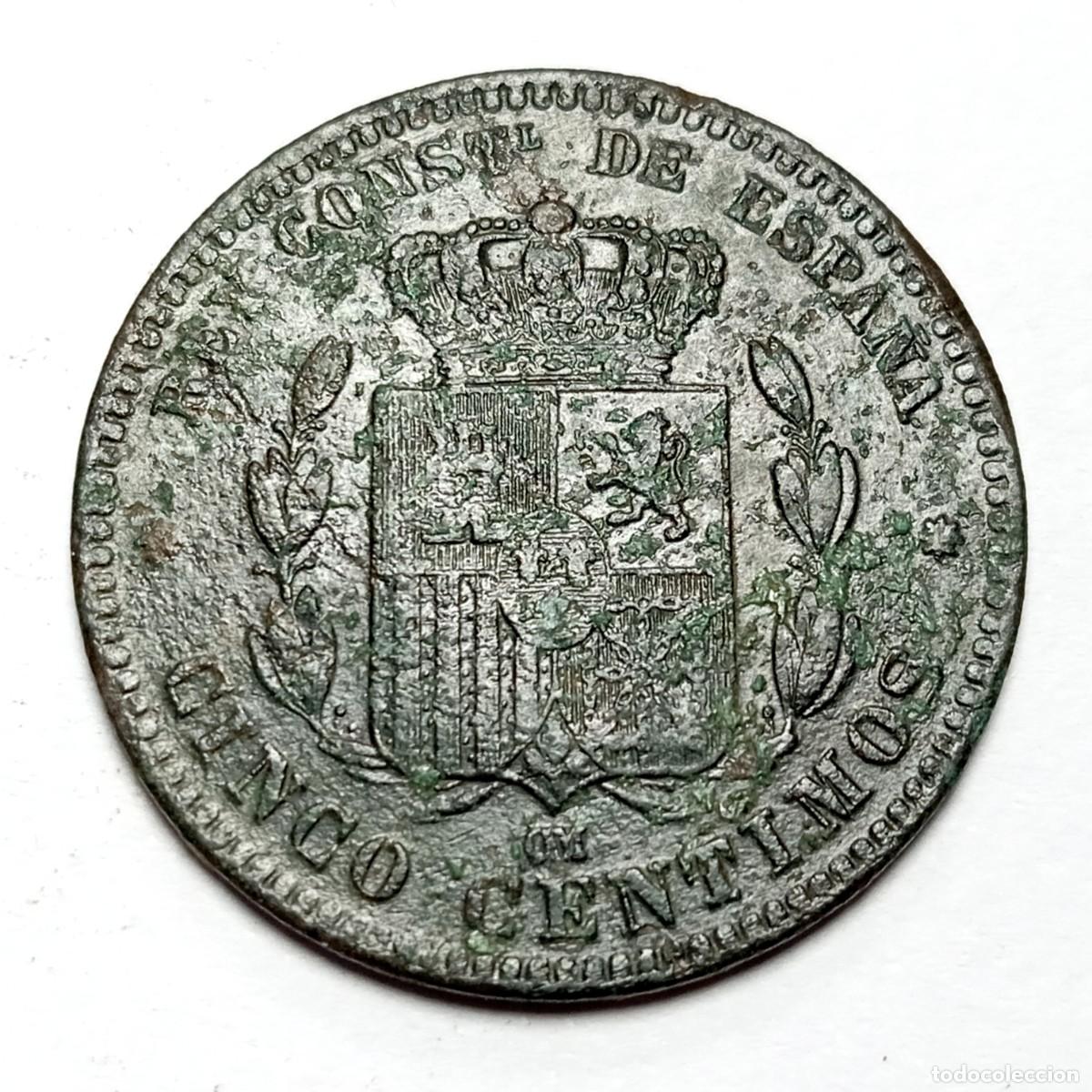 Monedas de Espa&ntilde;a: ⚜️ BBD0 6. Espa&ntilde;a. 5 c&eacute;ntimos 1878 + 1879 OM - Foto 3