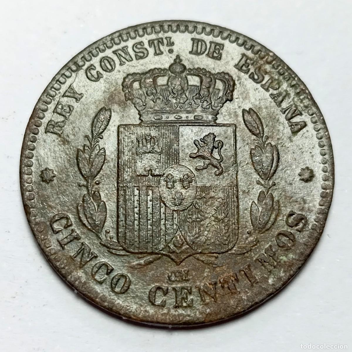 Monedas de Espa&ntilde;a: ⚜️ BBD0 6. Espa&ntilde;a. 5 c&eacute;ntimos 1878 + 1879 OM - Foto 5