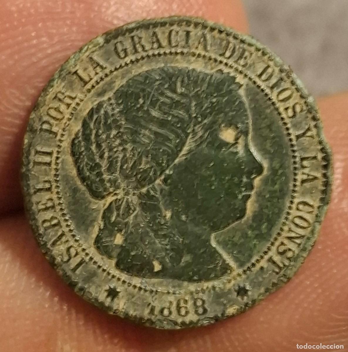 Monedas de Espa&ntilde;a: Isabel II, 1 Centimo de Escudo 1868, Sevilla - Foto 1