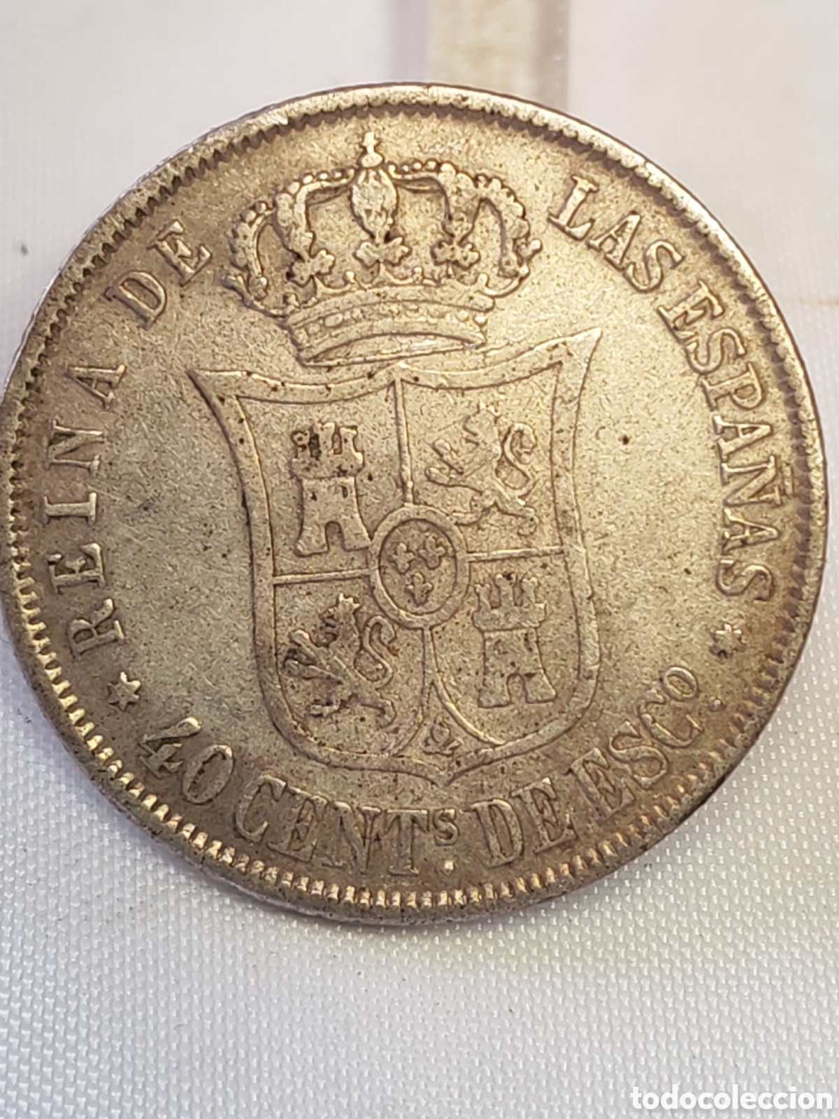 Monedas de Espa&ntilde;a: Espa&ntilde;a. 40 centimos de escudo . 1866 Madrid . Isabel II. Plata