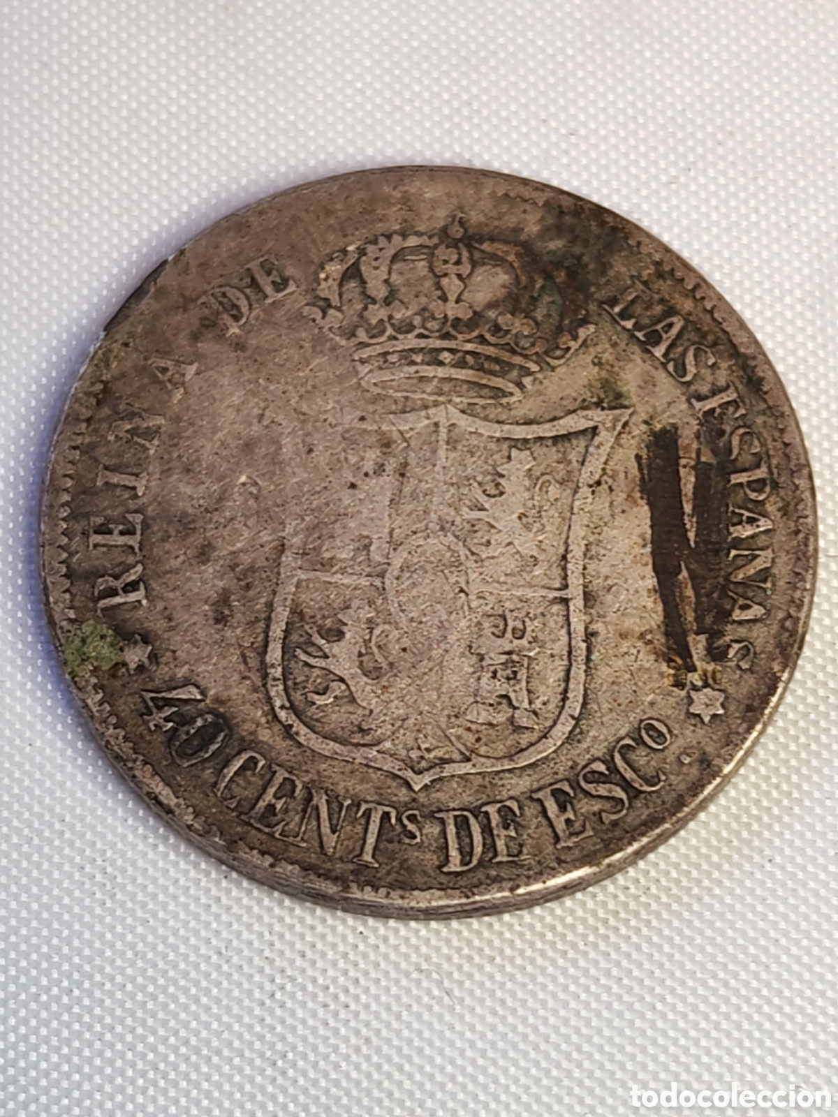 Monedas de Espa&ntilde;a: Espa&ntilde;a. 40 centimos de escudo. 1868 Madrid . Isabel II . plata
