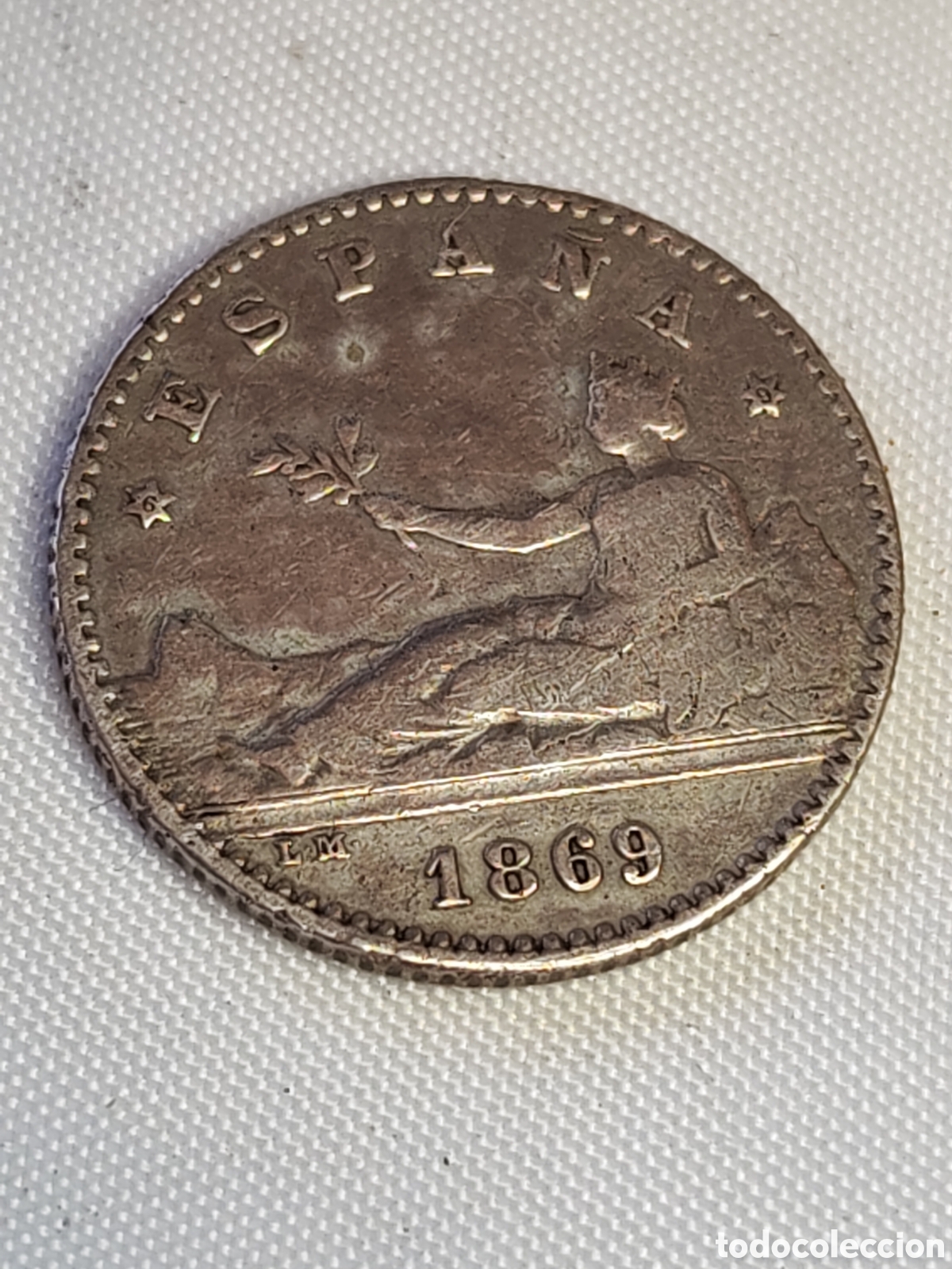 Monedas de Espa&ntilde;a: Espa&ntilde;a. 50 centimos 1869 *6*9 SN-M . gobierno provisional . plata . Estrellas perfectas . MBC +