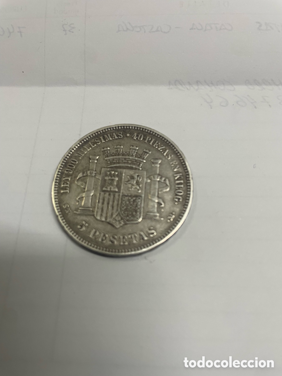 Monedas de Espa&ntilde;a: Moneda De Plata 5 Pesetas Gobierno Provisional - Foto 2