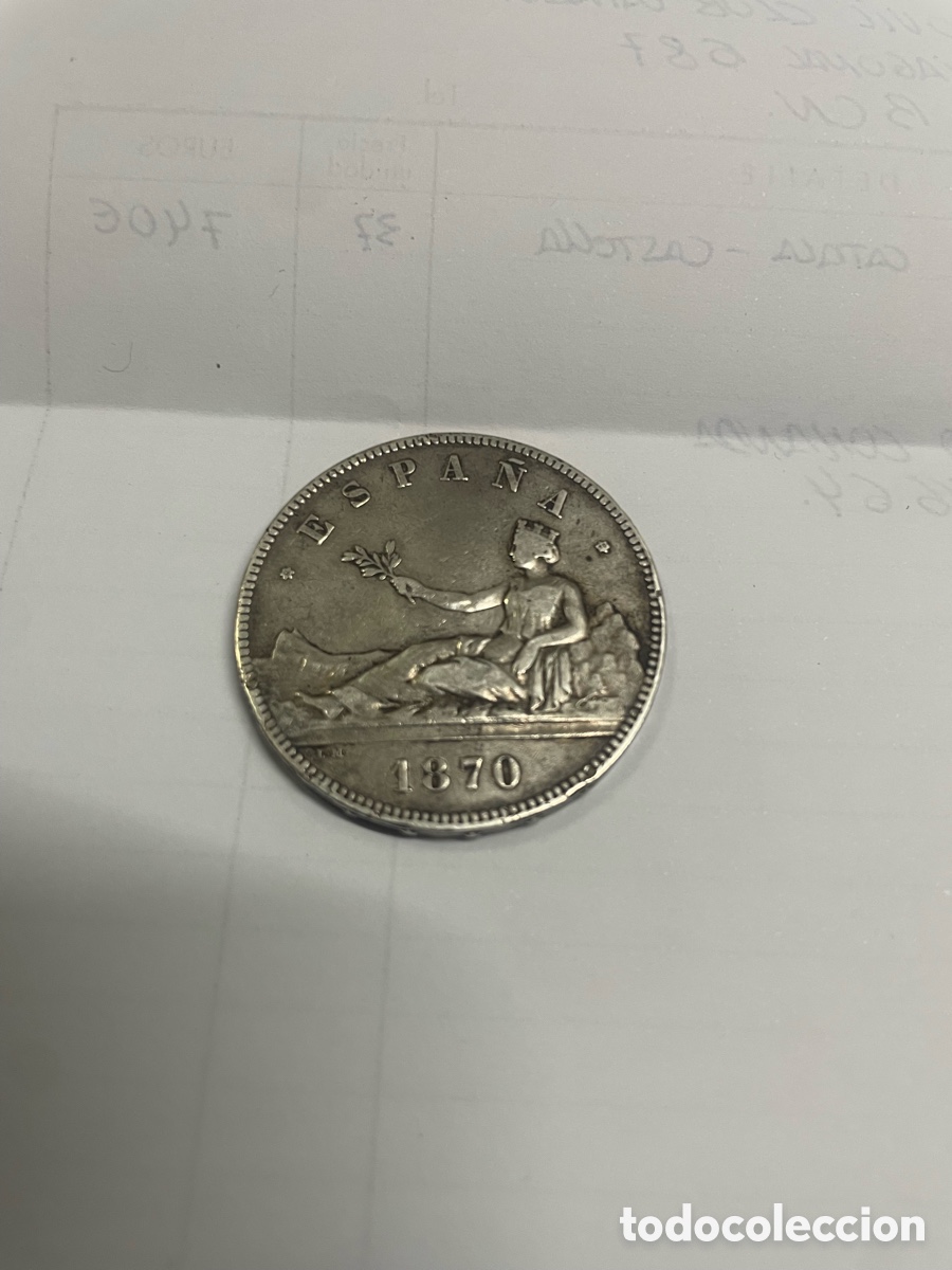 Monedas de Espa&ntilde;a: Moneda De Plata 5 Pesetas Gobierno Provisional - Foto 1