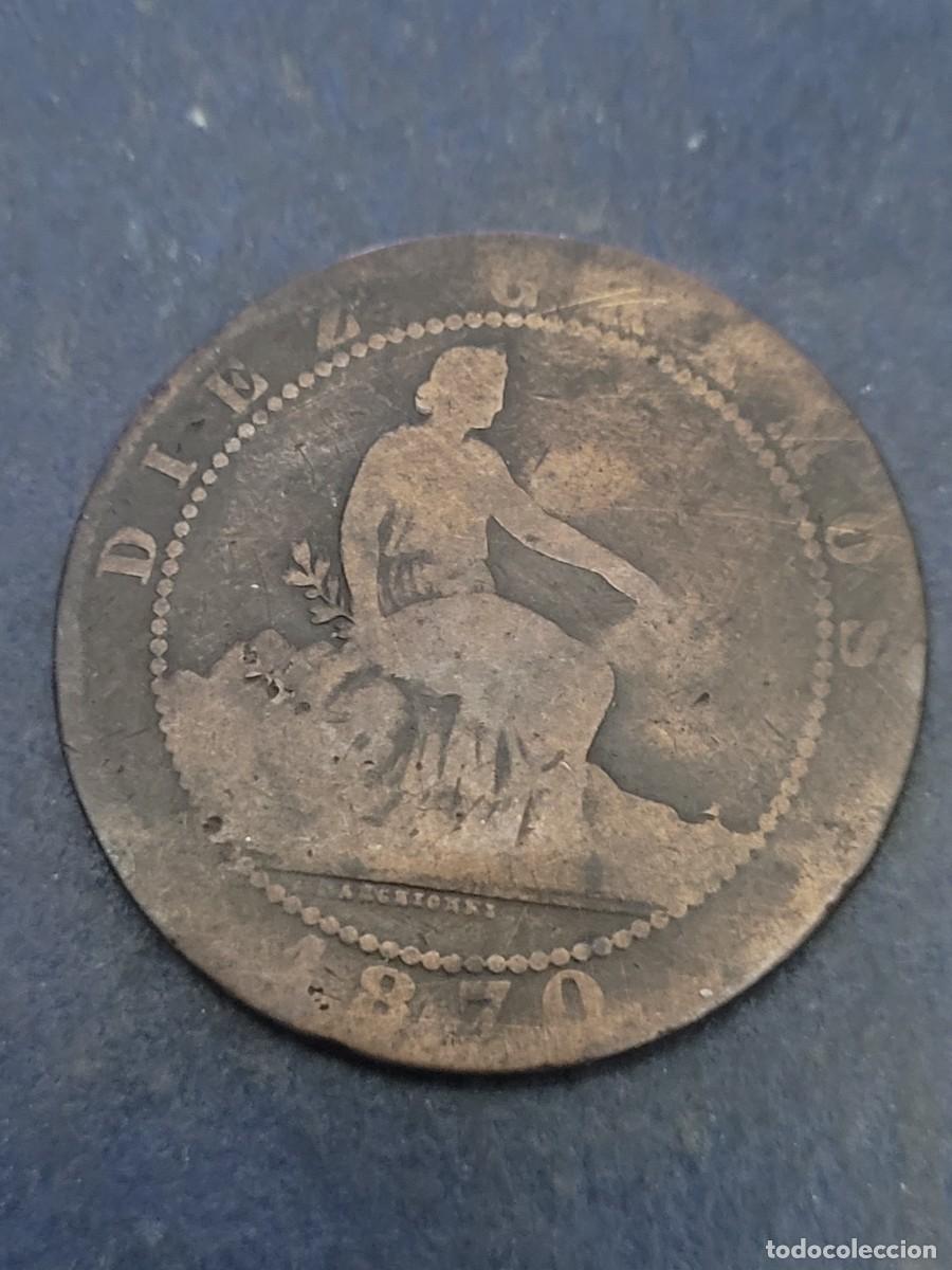 Monedas de Espa&ntilde;a: Moneda 10 c&eacute;ntimos 1870 Gobierno provisional Espa&ntilde;a - Foto 2
