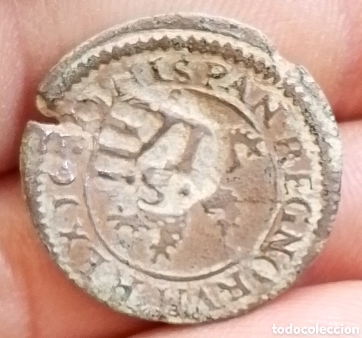 Monedas de Espa&ntilde;a: A-Felipe III 4 maraved&iacute;s Madrid 1621 resello IIII Felipe IV Sevilla S 1636