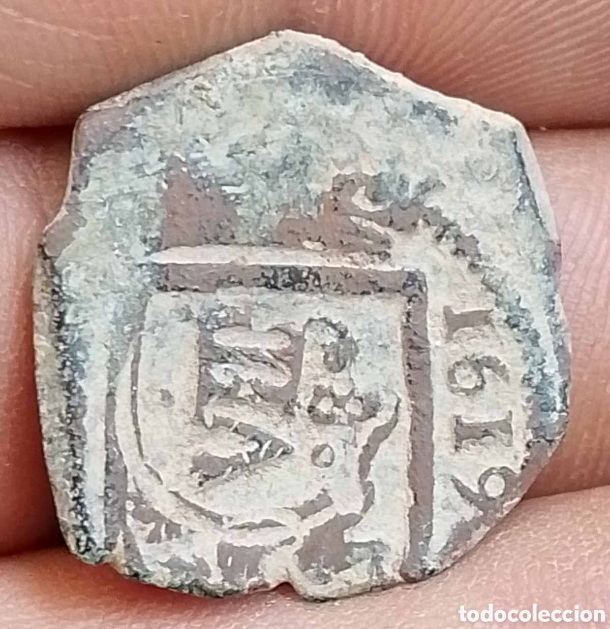 Monedas de Espa&ntilde;a: A-Felipe III 8 maraved&iacute;s Madrid MD enlazadas 1619 resello VIII Sevilla S 1641