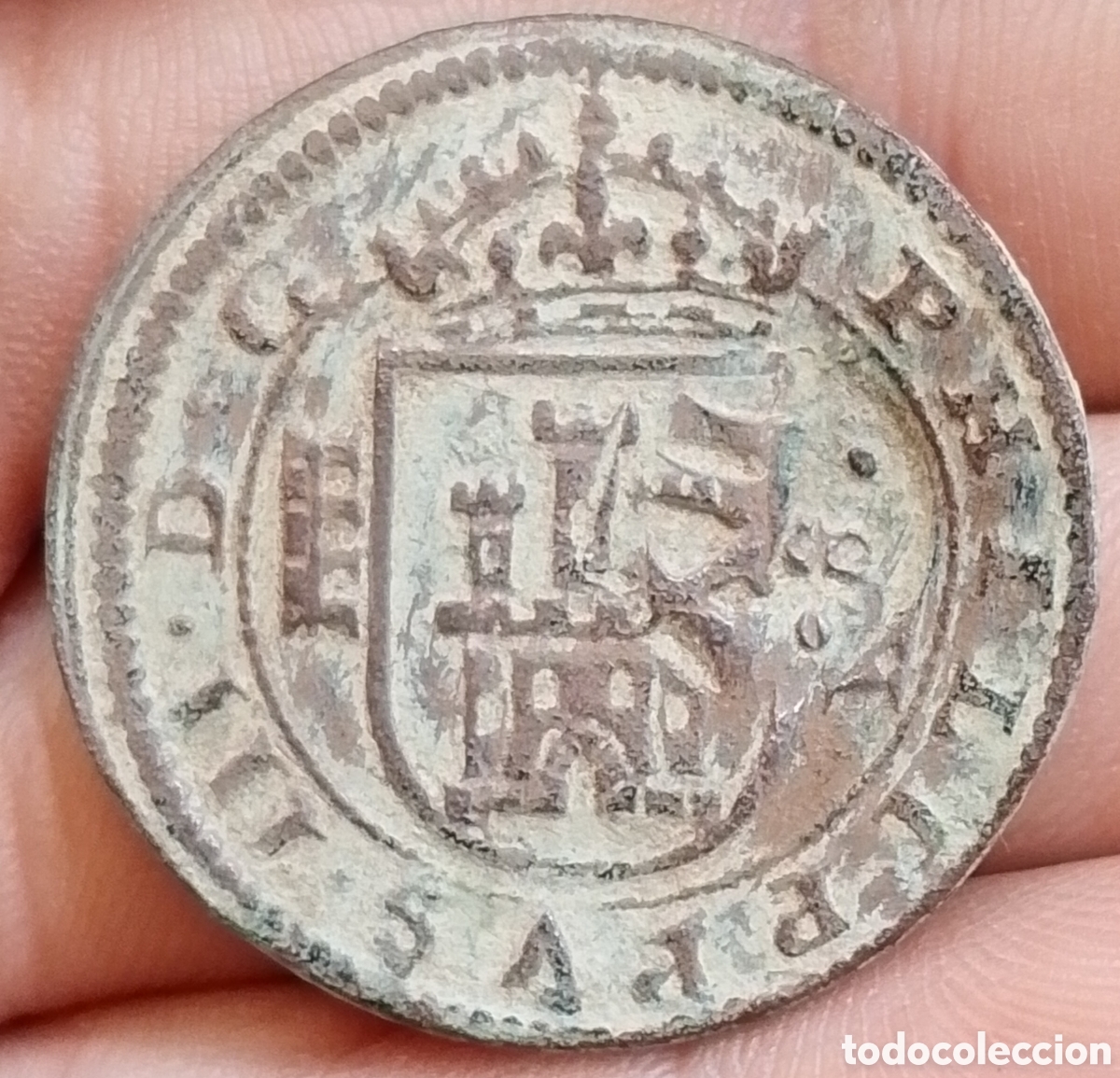 Monedas de Espa&ntilde;a: A-Felipe III 8 maraved&iacute;s Segovia Ingenio 1618 resello XII Felipe IV Burgos B 1641