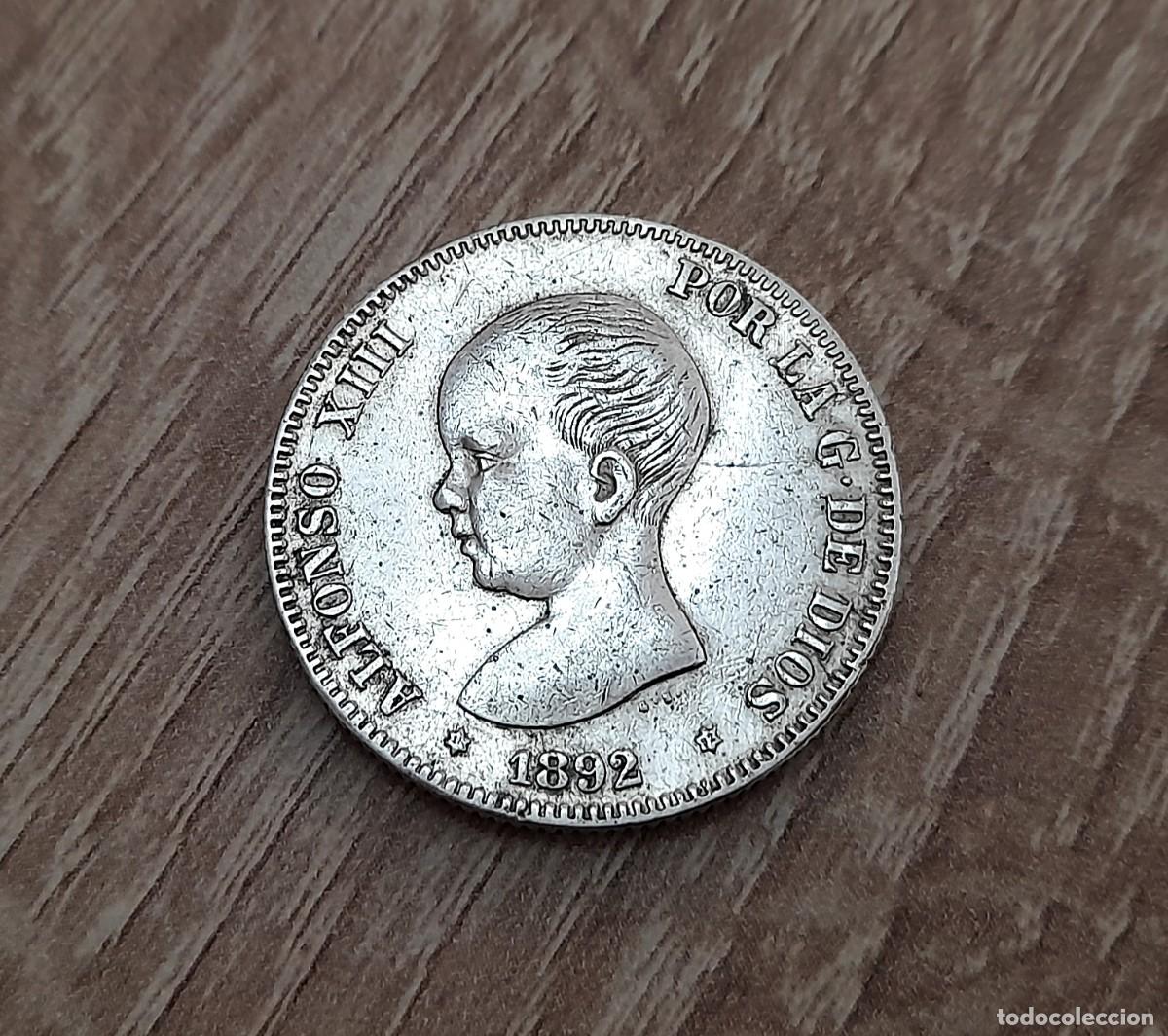 Monedas de Espa&ntilde;a: Alfonso XIII, 2 Pesetas 1892 PG M *18*92