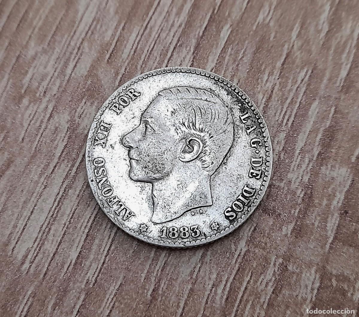 Monedas de Espa&ntilde;a: Alfonso XII, 1 Peseta 1883 MS.M. *18*83