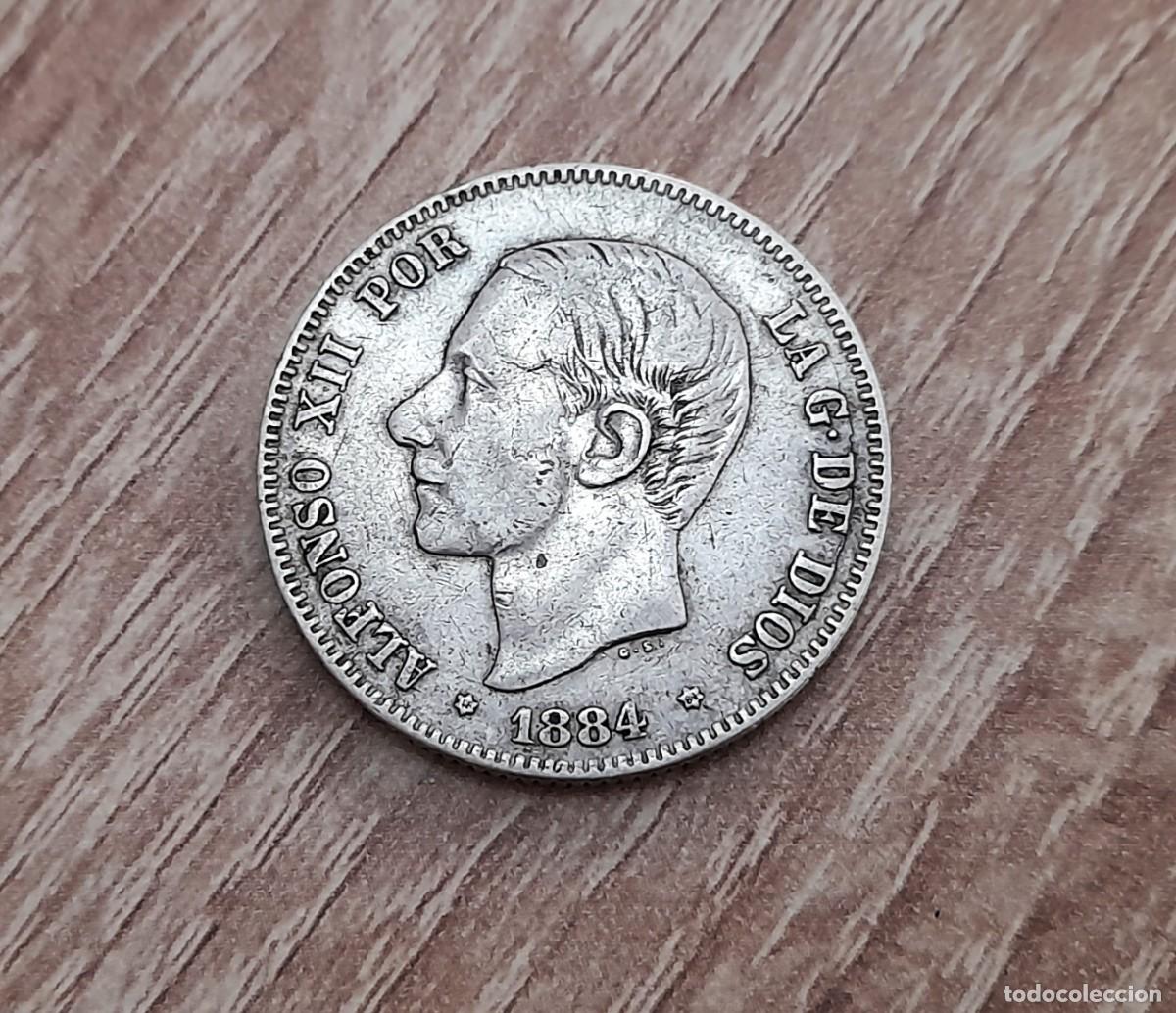 Monedas de Espa&ntilde;a: Alfonso XII, 2 Pesetas 1884 MS. M. *18*84