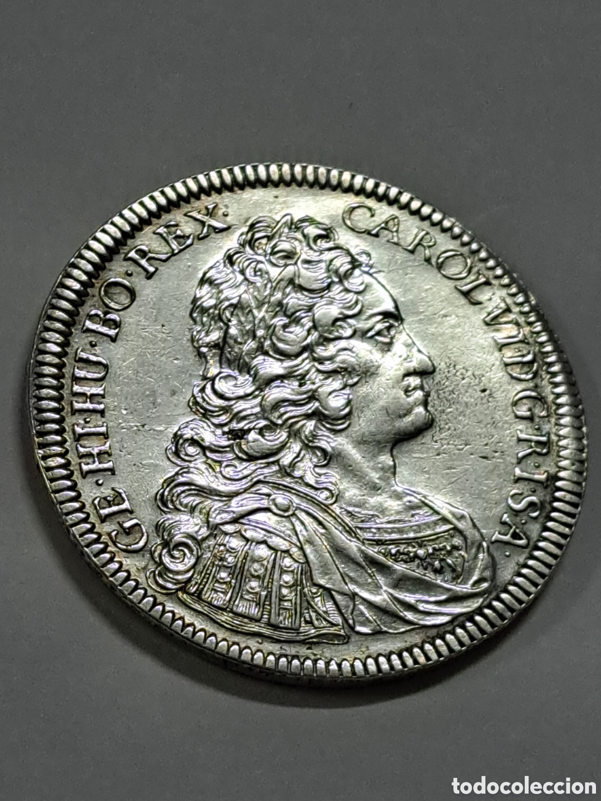 Monedas de Espa&ntilde;a: Thaler de plata de Carlos III El pretendiente como rey de Espa&ntilde;a a&ntilde;o 1730 acu&ntilde;ada en Hall