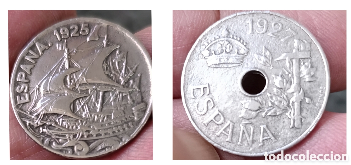 Moedas de Espanha: 2 Monedas 25 CTS Dictadura Primo de Ribera (1925 y 1927)