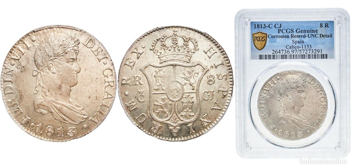 Monedas de Espa&ntilde;a: Spain Kingdom 1813 C 8 Reales - Fernando VII (2nd portrait) Original luster Silver (.903) C&aacute;diz Min