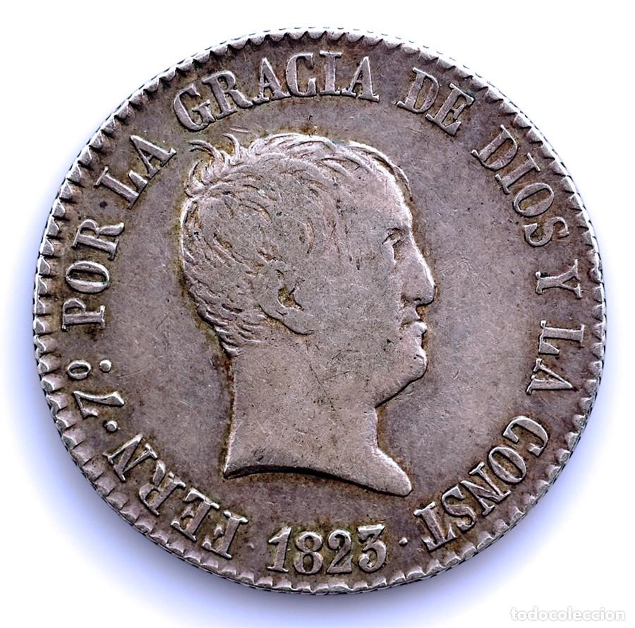 Monedas de Espa&ntilde;a: SC. Spain-Fernando VII. 4 Reales &rdquo;Cabez&oacute;n&rdquo; 1823 Sevilla. Plata 5,9 g. ESCASA
