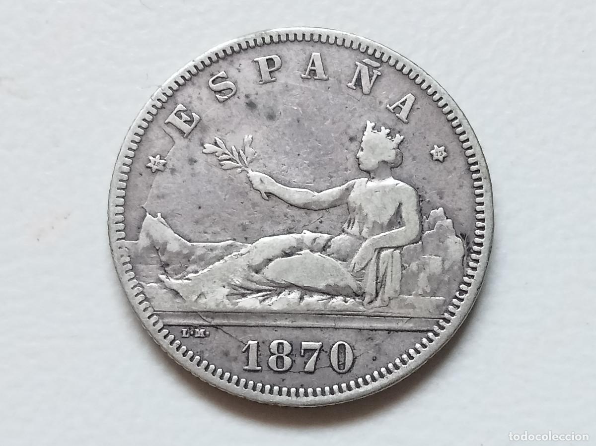 Monedas de Espa&ntilde;a: GOBIERNO PROVISIONAL 2 PESETAS PLATA 1870 *(18-73) DEM MBC-