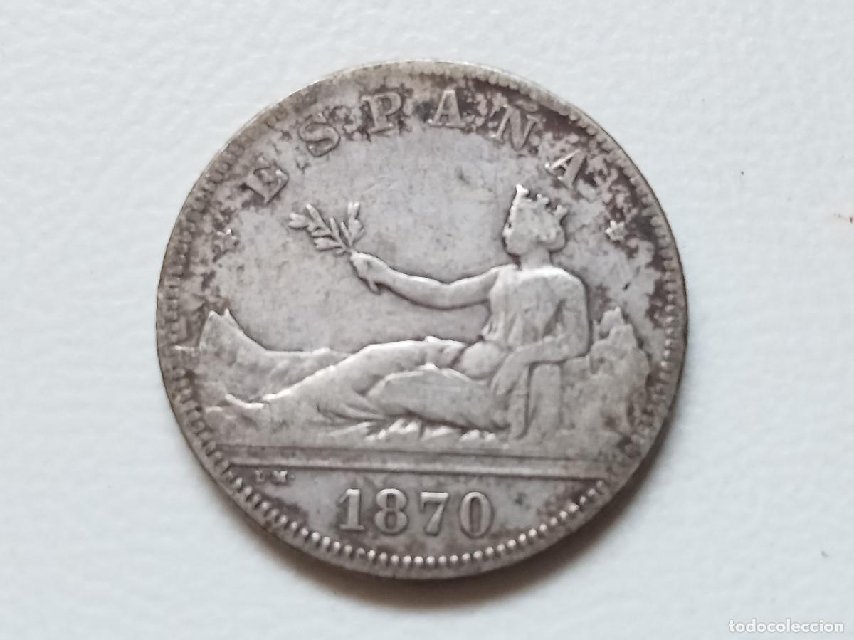Monedas de Espa&ntilde;a: GOBIERNO PROVISIONAL 2 PESETAS PLATA 1870 *(X-75) DEM MBC-