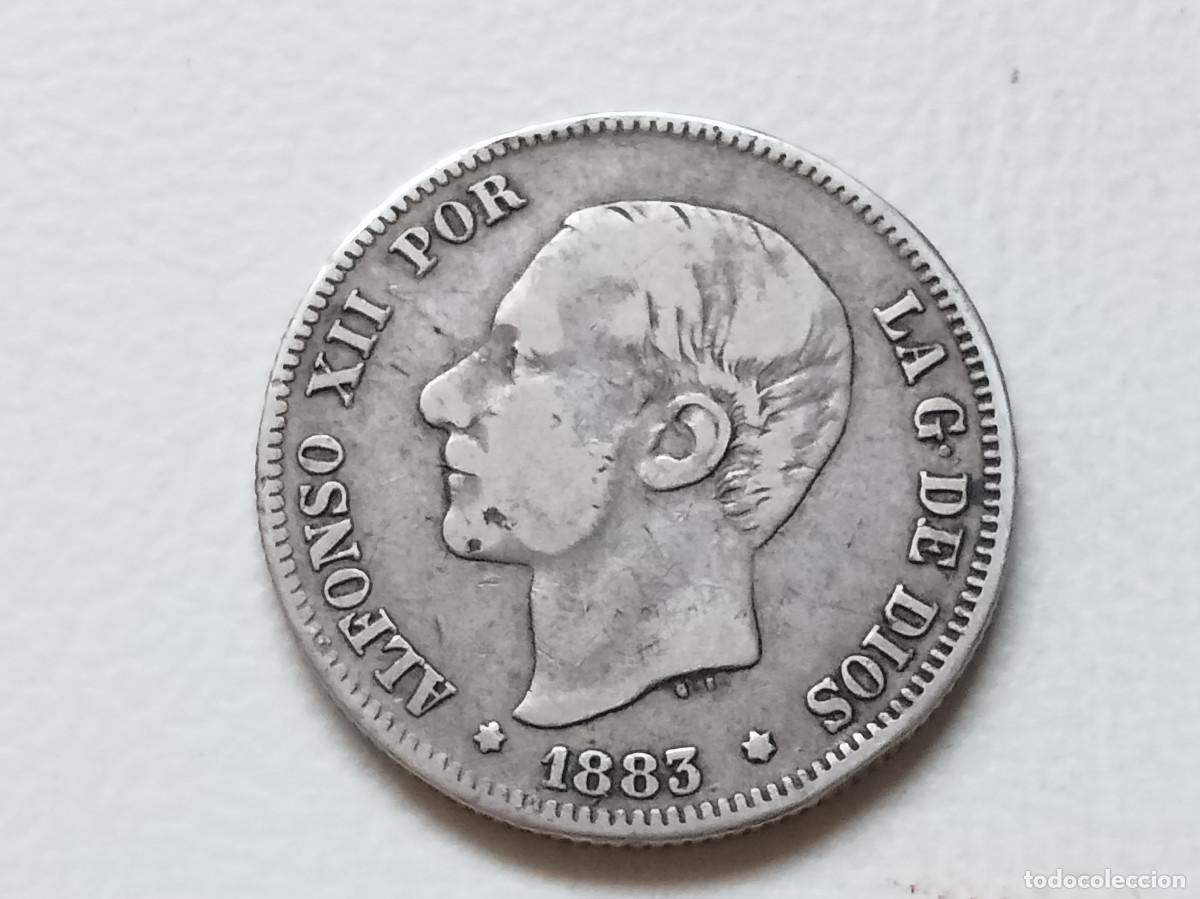 Monedas de Espa&ntilde;a: ALFONSO XII 2 PESETAS PLATA 1883 *(X-X) MSM MBC-