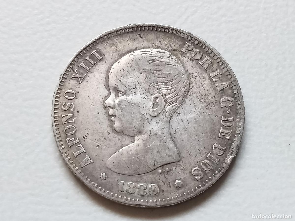 Monedas de Espa&ntilde;a: ALFONSO XIII 2 PESETAS PLATA 1889 *(1X-XX) MPM MBC-