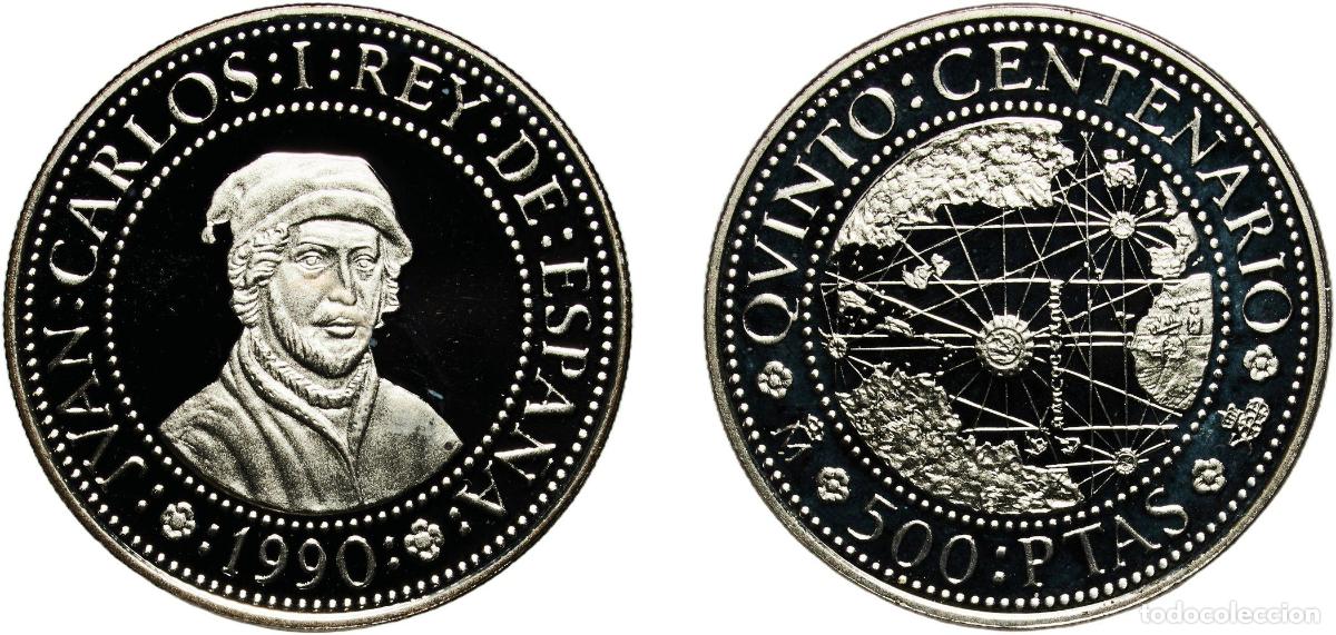 Monedas de Espa&ntilde;a: Spain Kingdom 1990 M 500 Pesetas (Juan de la Cosa) Silver (.925) Madrid Mint (12596) 6.75g PF KM 8