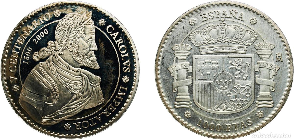 Monedas de Espa&ntilde;a: Spain Kingdom 2000 M 1000 Pesetas (Charles V) Silver (.925) Madrid Mint (4000) 33.62g PF