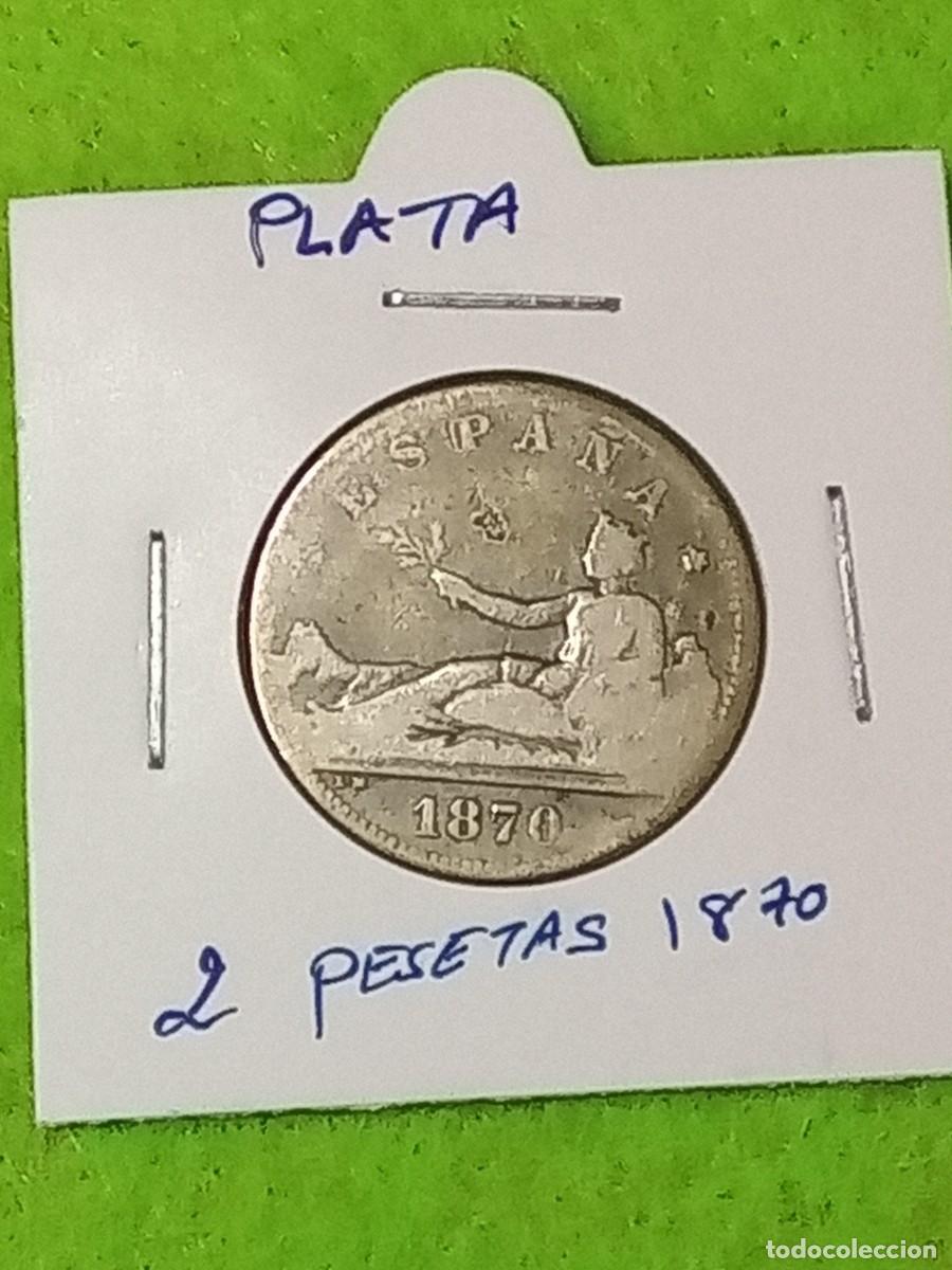 Monete da Spagna: Plata. Moneda de 2 pesetas. espa&ntilde;olas