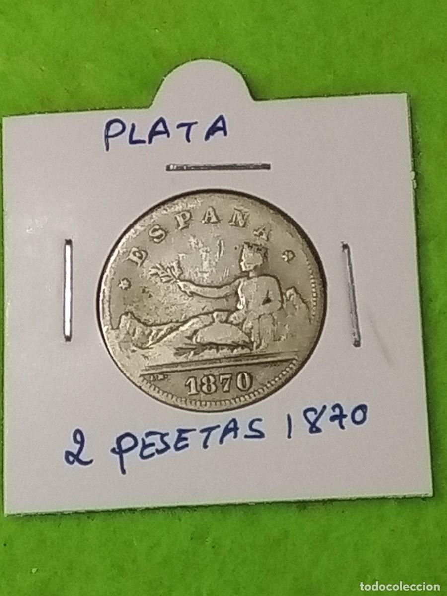 Monete da Spagna: Plata. Moneda de 2 pesetas. espa&ntilde;olas