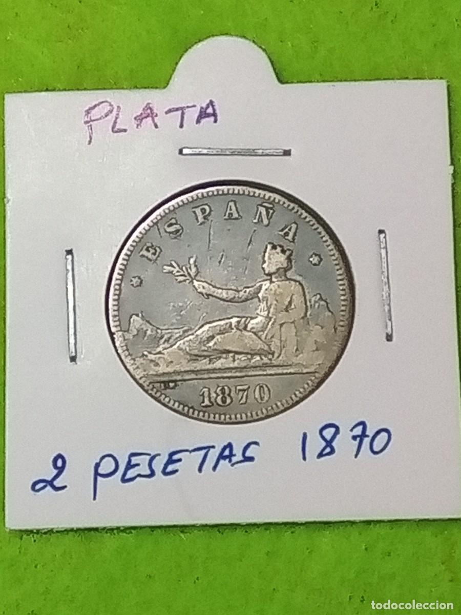 Monete da Spagna: Plata. Moneda de 2 pesetas. espa&ntilde;olas