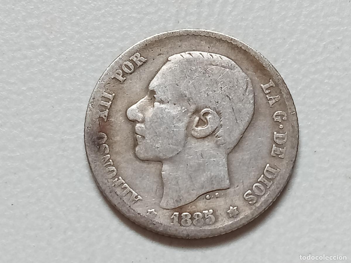 Monedas de Espa&ntilde;a: ALFONSO XII 1 PESETA PLATA 1885 *(X-X) MSM BC+