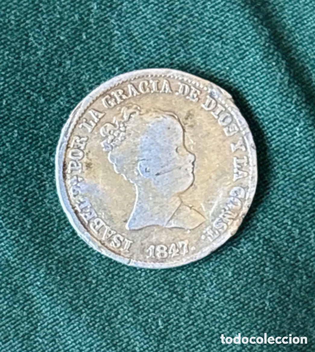 Monedas de Espa&ntilde;a: Moneda de plata 1 Real Isabel II 1847 (A5)