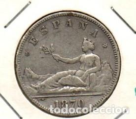 Monedas de Espa&ntilde;a: GOBIERNO PROVISIONAL DOS PESETAS 1870 *74 DEM PLATA
