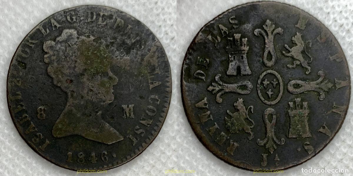 Monedas de Espa&ntilde;a: 3134 ESPA&Ntilde;A 1846 ISABEL II 1846 8 MARAVEDIS