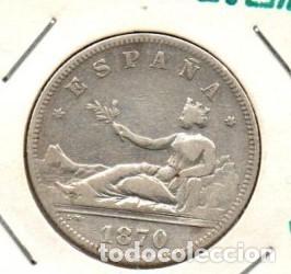 Monedas de Espa&ntilde;a: GOBIERNO PROVISIONAL DOS PESETAS 1870 *70 SNM PLATA