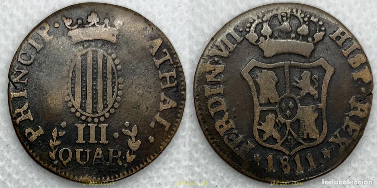 Monedas de Espa&ntilde;a: 3206 ESPA&Ntilde;A 1811 FERNANDO VII BARCELONA 3 QUAR 1811