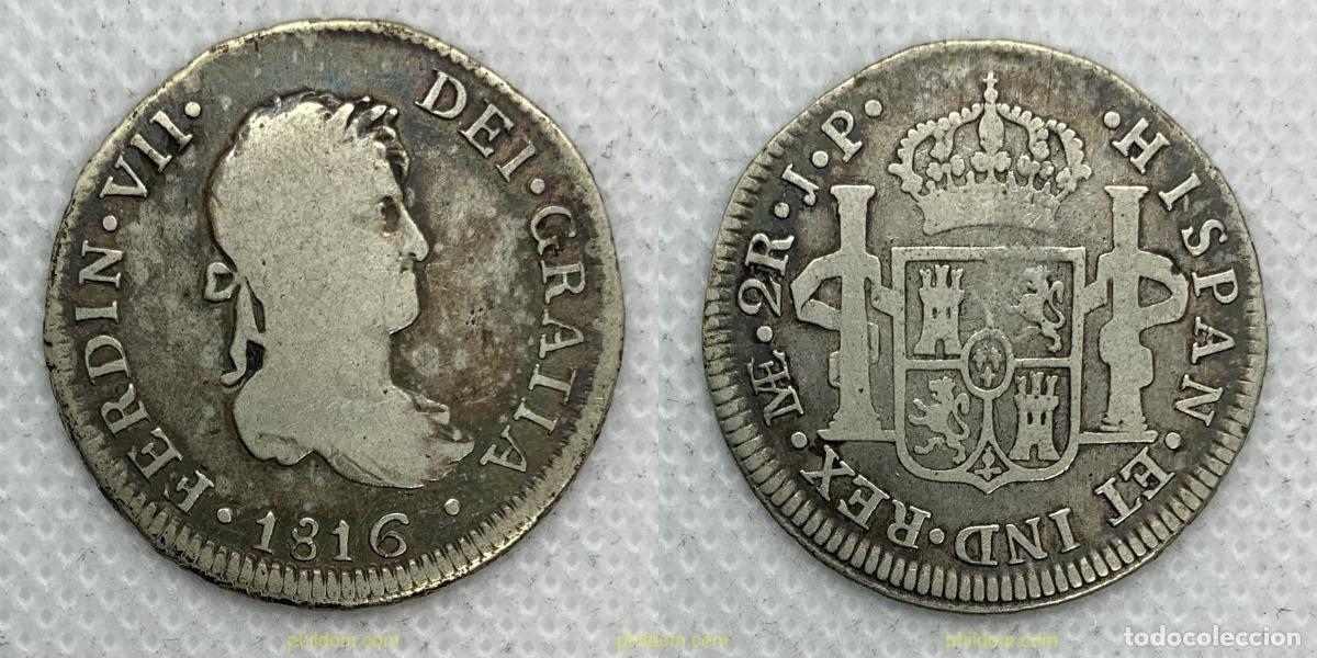 Monedas de Espa&ntilde;a: 3138 ESPA&Ntilde;A 1816 FERNANDO VII 1816 2 REALES J.P.LIMA