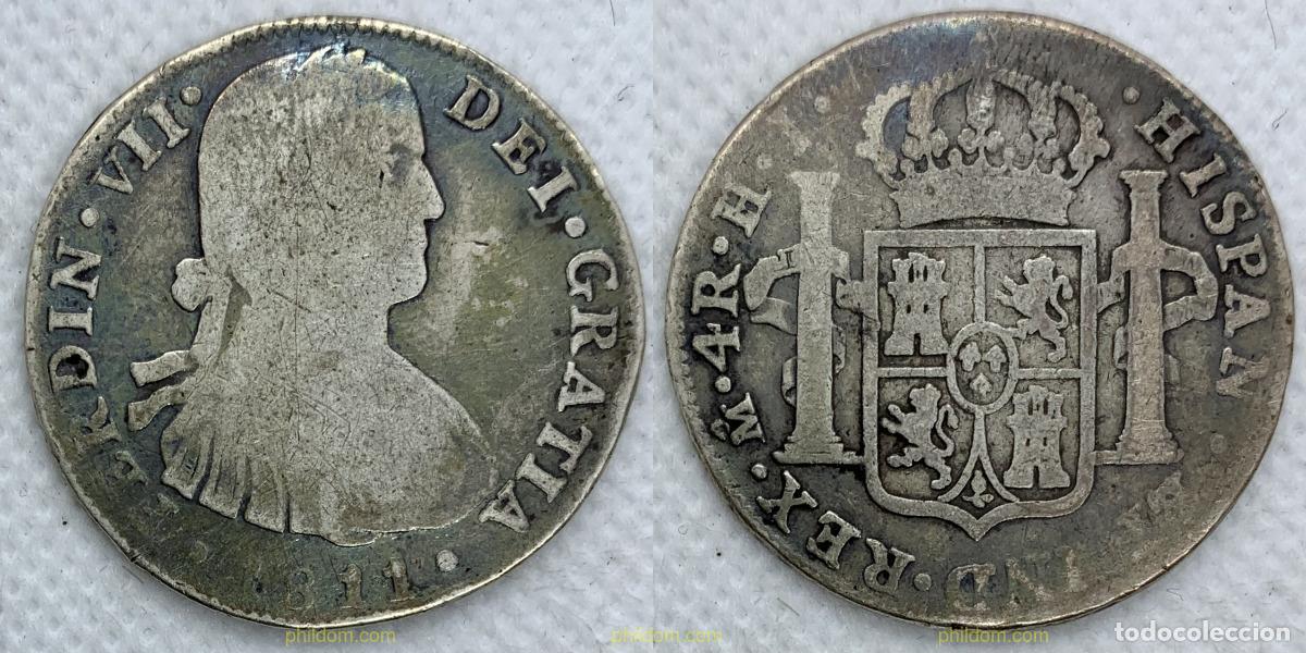 Monedas de Espa&ntilde;a: 2416 ESPA&Ntilde;A 1811 FERNANDO VII 4 REALES 1811 HJ MEXICO