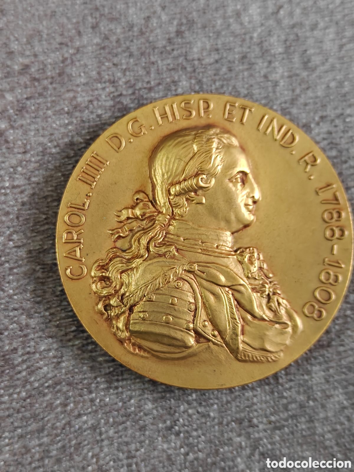 Monedas de Espa&ntilde;a: ANTIGUA MEDALLA CARLOS IV 1788-1808 RELIEVE CALICO 1963 50mm di&aacute;metro