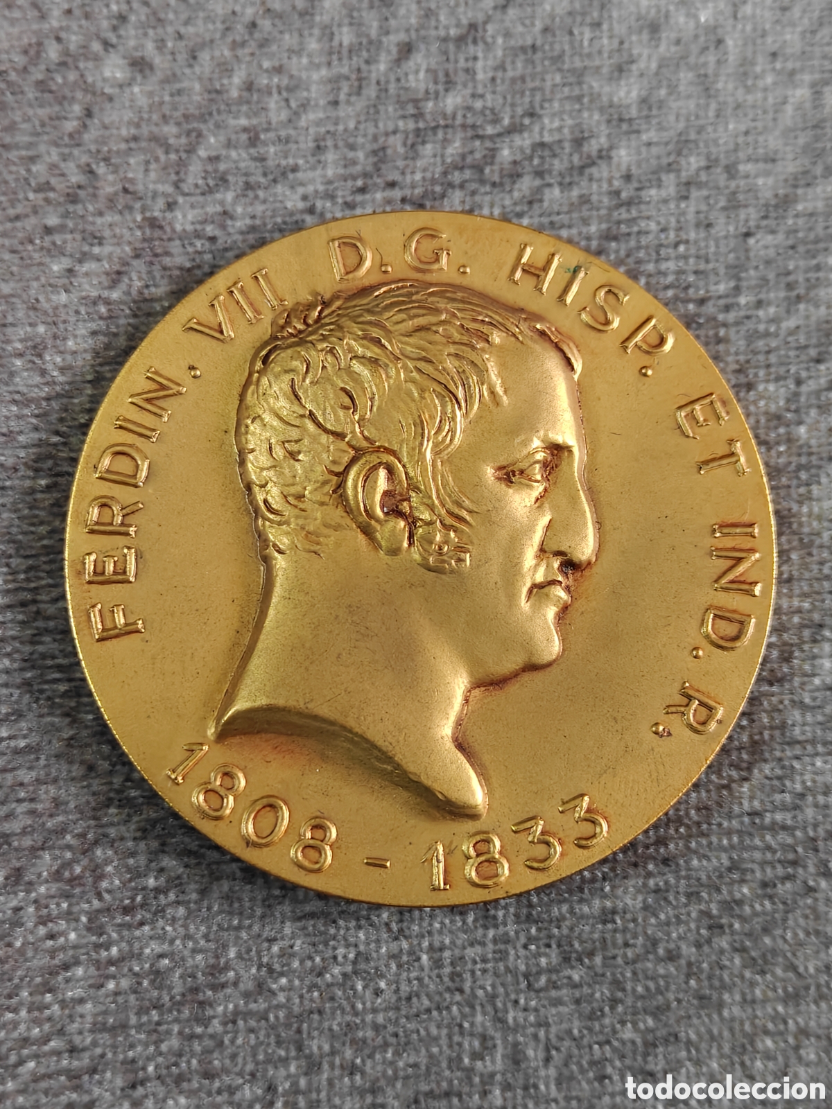 Monedas de Espa&ntilde;a: ANTIGUA MEDALLA FERNANDO VII 1808-1833 RELIEVE CALICO 1963 50mm di&aacute;metro