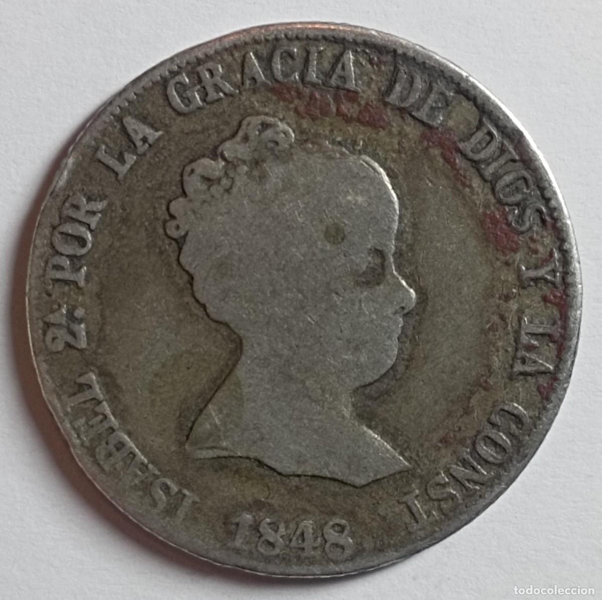 Monedas de Espa&ntilde;a: Moneda de Espa&ntilde;a 4 reales de Isabel II de 1848 de plata